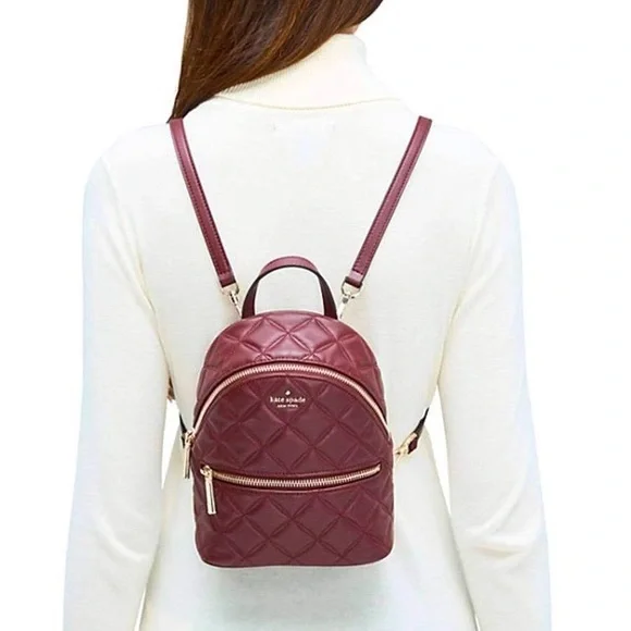 Kate Spade Natalia Burgundy Mini Convertible Leather Backpack - Picture 12 of 12